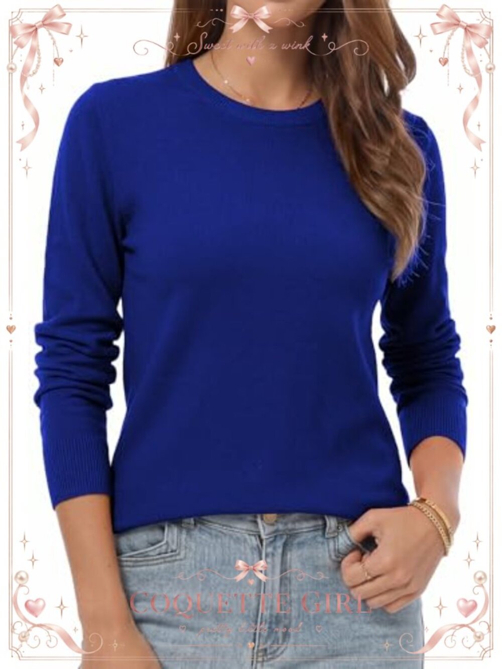 Women's Soft Knitted Crewneck Pullover Sweater Long Sleeve Lightweight
